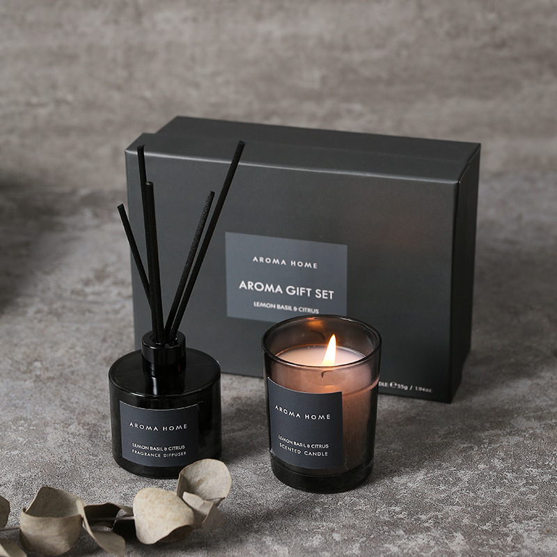 Candle Containers - 2 個のギフトボックスセットアロマセラピーエッセンシャルオイル籐手作りクリア香りキャンドルランプコンパニオンリターンギフトフレグランスディフューザー