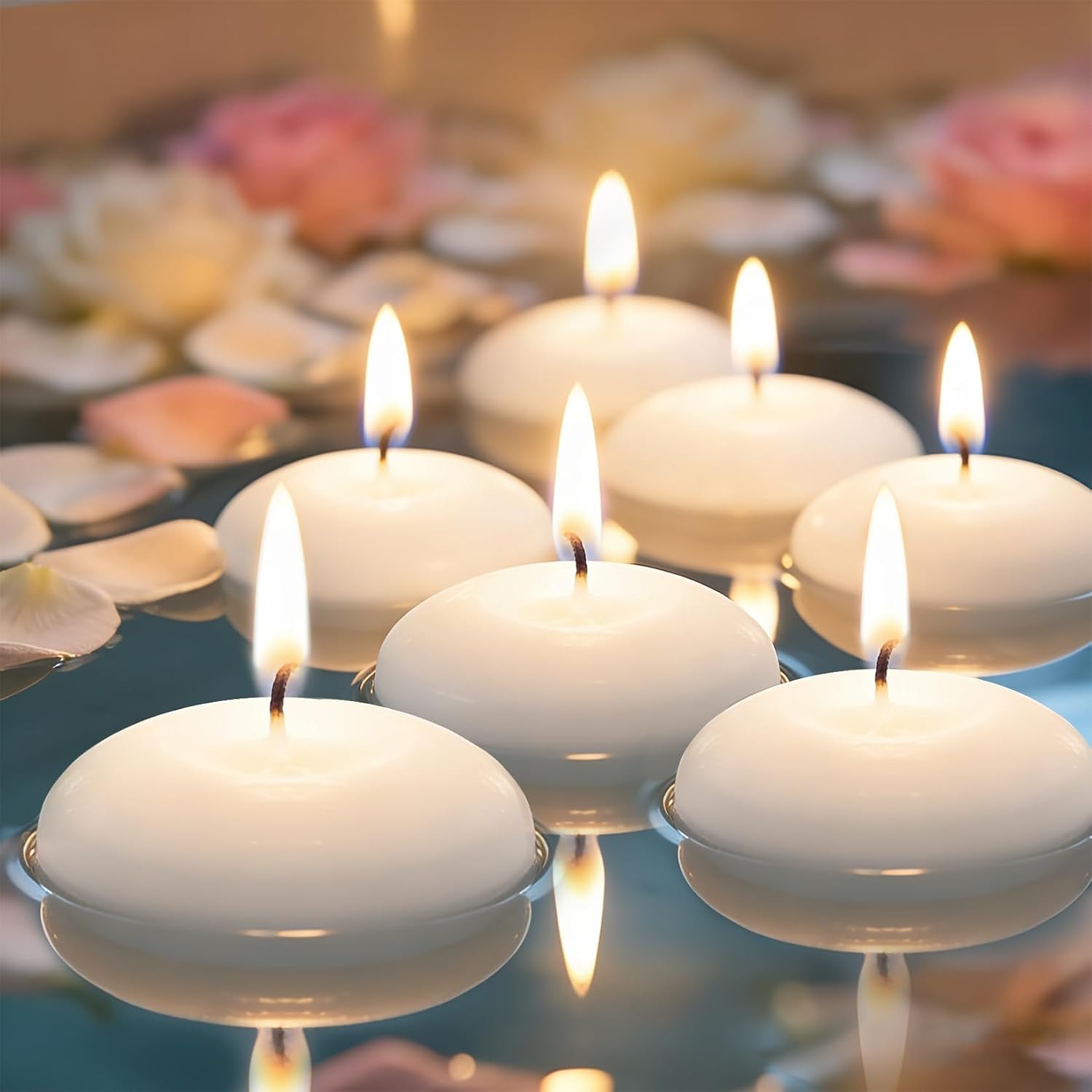 無香料の浮き輪型キャンドル20個入り。結婚式やホリデーに最適 - Paraffin Wax のレビューと価格