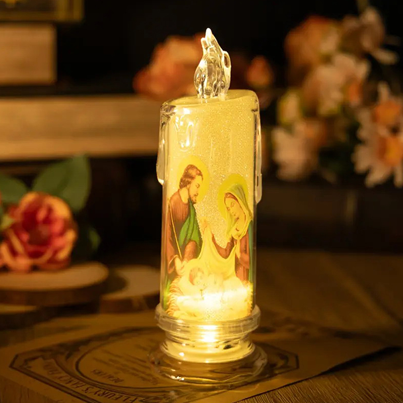 イエス・キリスト・聖母マリアLEDキャンドルランプ ロマンチ - Silk Candle のレビューと価格