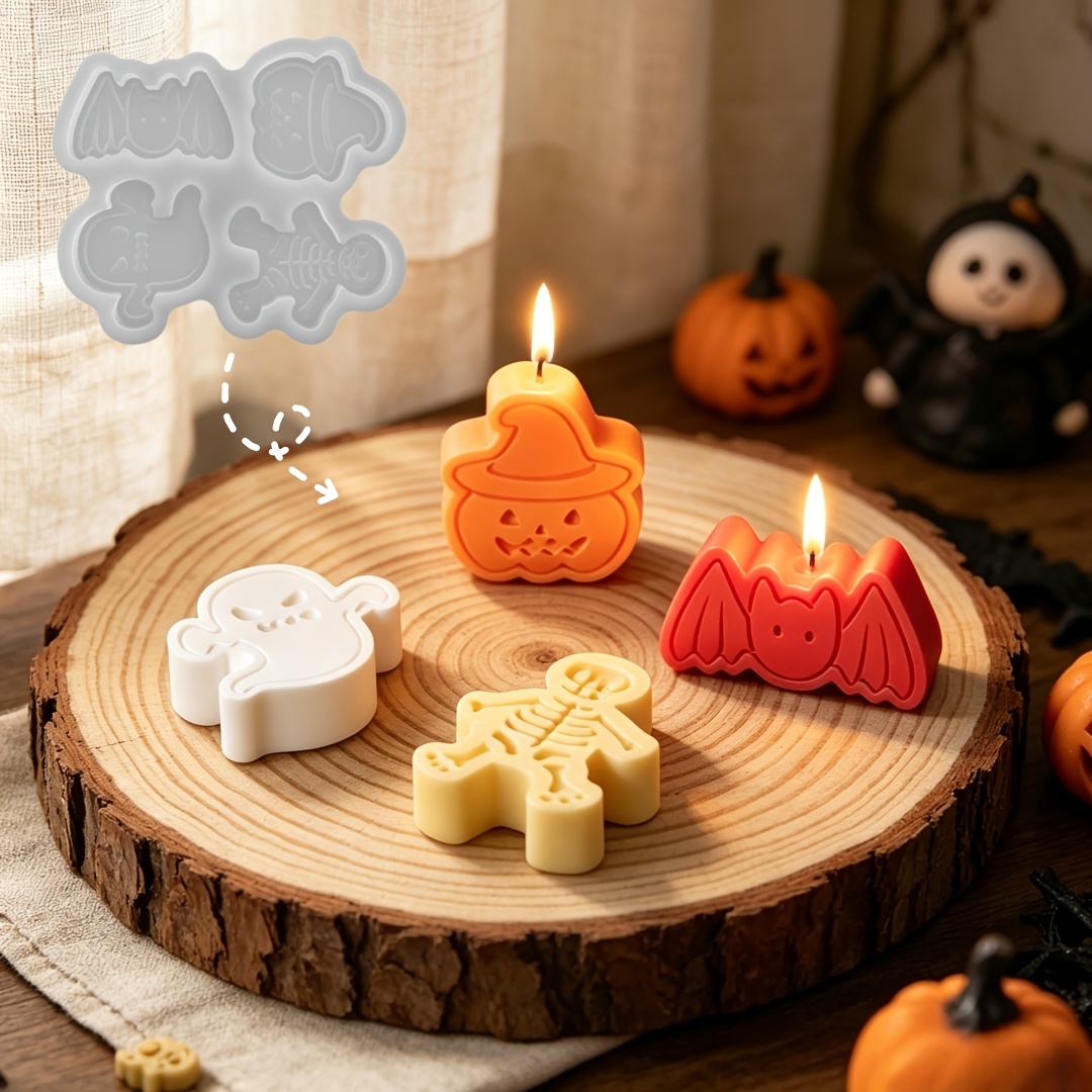 4つの空洞を持つシリコン樹脂型セット。DIY粘土の幽霊、カボ - Candle Molds のレビューと価格