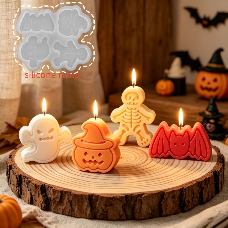4つの空洞を持つシリコン樹脂型セット。DIY粘土の幽霊、カボ - Candle Molds のレビューと価格