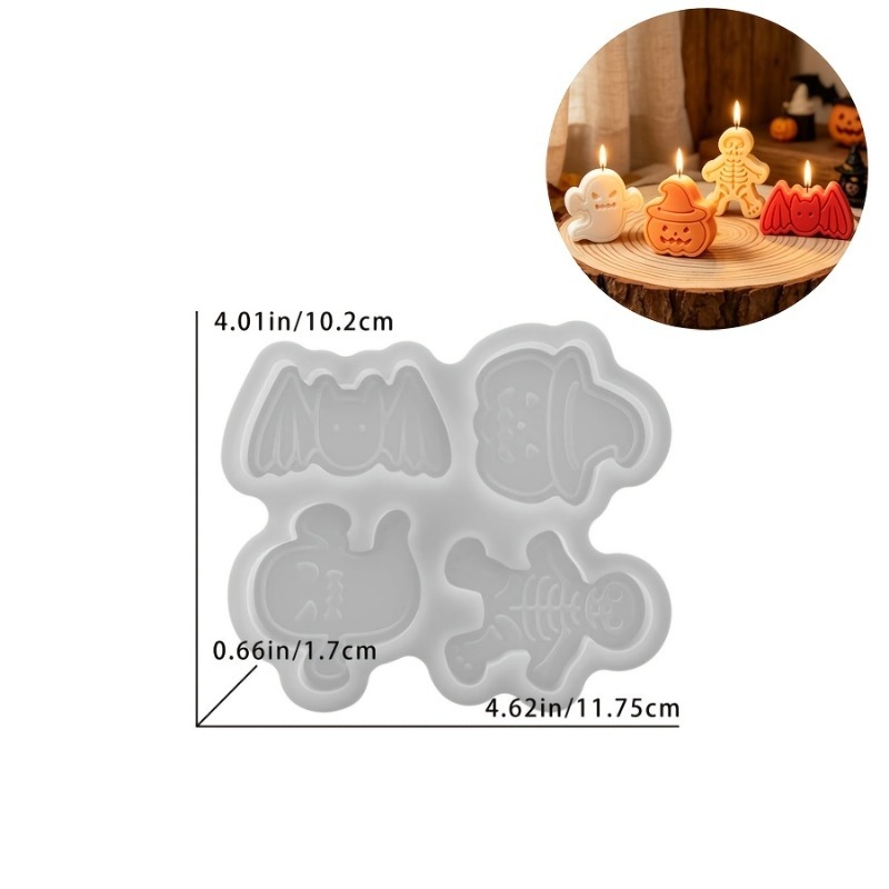 4つの空洞を持つシリコン樹脂型セット。DIY粘土の幽霊、カボ - Candle Molds のレビューと価格