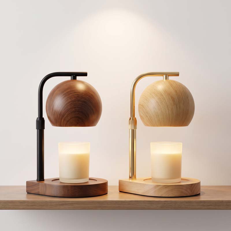 北欧ミニマリストスタイル 高さ調節可能 無火炎 調光可能 木 - Silk Candle のレビューと価格